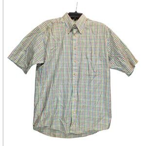 Gitman‎ Bros Shirt Mens Medium Blue Green Yellow Red Plaid Button Down Vintage